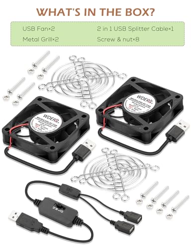 60mm x 15mm DC Dual 60mm 5V Brushless Case USB Fans for Buttery Xbox Modem Cabinet Cooling - size: 6015 USB