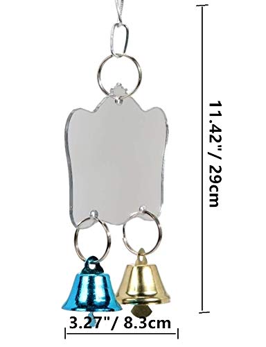 Litewoo Bird Mirror Toy Parrot Hanging Anti-Shatter Mirror Fun Play Toy with Bells for Parakeet Cockatiel Conure Budgie Lovebird Cockatoo Canary Finch Cage Accessories - color: Toy4
