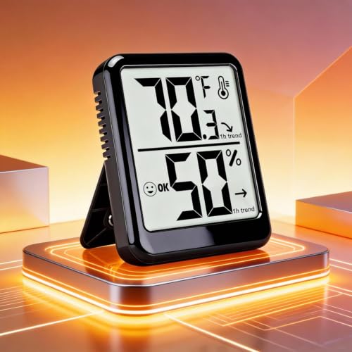 2 Pack Room Thermometer Indoor Hygrometer Digital Humidity Meter | Accurate Sensor, Fast Refresh, Big Digits, Easy to View, ℉/℃, w/ AAA Battery, Compact for Home, Office, Pet, Plant - color: Black - Upgraded Version, size: 2 - Pack