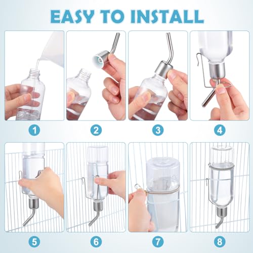 Angoily Hanging Water Bottle 2.75Oz Automatic Pet Water Dispenser for Small Animals Rabbit Cat Bird Portable Feeder with Durable Hangers for Cage Travel