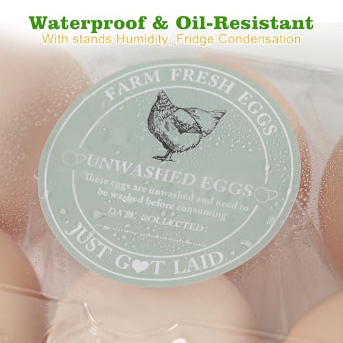 500 Pcs Egg Carton Stickers 2 inch Farm Fresh Unwashed Eggs Labels with Collected Date,Self Adhesive Packaging Stickers for Chicken - style: Farm Fresh Eggs Stickers