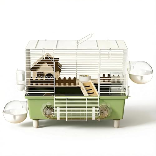 18.5" Bite-Proof Metal Hamster Cage, Fully Equipped, Easy Clean | With Running Wheel, Hideout, and Platform – a Small Animal Cage Suitable for Dwarf Hamsters, Mice, Rats, and Guinea Pigs