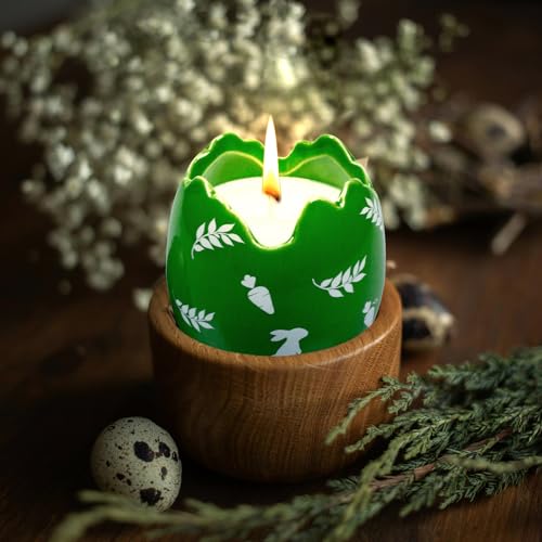 Easter Egg Candle, Eucalyptus Scented Ceramic Bunny Candle, Soy Wax in Decorative Eggshell Holder, Easter Decor & Spring Gifts for Home & Table Decoration