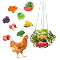 Hanging Chicken Feeder,9.25IN Large Foldable Chicken Vegetable Treat Holder Ball with 4Pcs Hanging Stainless Chain,Sturdy Poultry Cabbage Feeder Basket for Chicken Coop(Large) - size: Large