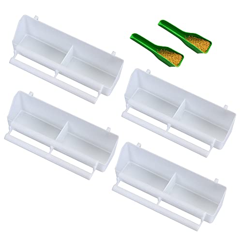 Bird Feeder/Dispenser for Cage, 4 Pack PP Material, Holds More Feeds, Double Cups Design, Perfect for Small Birds, Accessories Included | Bird Food Bowl Cups, Bird Waterer Food Feeder, Birds Dispenser Feeder for Cage with 2 Pcs Bird Feeder Accessories - s
