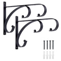 Plant Hangers Outdoor Indoor, 10 Inch Hanging Plant Brackets 2/4 Pack, Decorative Iron Plant Hooks for Hanging Plants, Bird Feeders, Wind Chimes, Flower Baskets - size: 10in