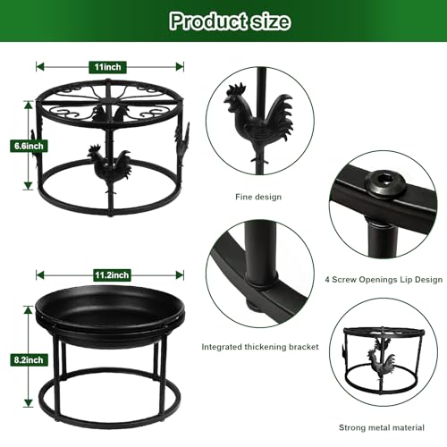 2pc Metal Stand for Chicken Poultry Feeder Waterer Black | Sturdy Rustproof Iron Construction, Plastic Basin Chicken Ornament, Suitable for Chicken Coop Cat Dog Bowl Indoor Outdoor Use - color: A