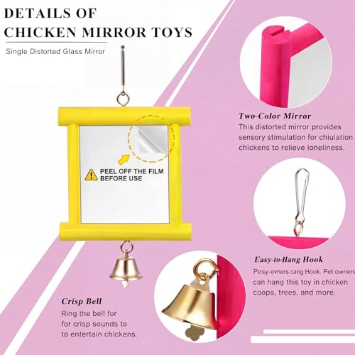 Sumind 2 Pieces Chicken Mirror Toys Hanging Swing Mirror with Bell Wooden Pecking Toy and 4 Pieces Beak Grinding Molar Stones for Hens Birds Parrots | Clip on Wide Brim Golf Visors, Adjustable Elastic Headband Sun Hat, Lightweight Sport Cap for Summer Out