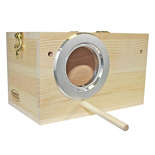 Sturdy Nest Box (S) - Cage Attachment, Hinged Lid, Perching Ledge - for Sugar Glider, Squirrel, Rat, Finch, Parakeet, Lovebird, Parrotlet, Lovebird, Canary, Cockatiel, Other Birds & Small Pets - size: Small