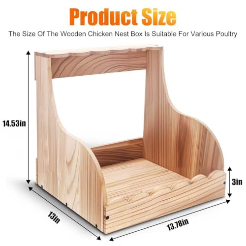 Wood Chicken Laying Eggs Boxes,Single Compartment Hens Nesting Box(13.75" L x 13" W x 14.5" H),Big Duty Laying Nest Box for Duck Birds Poultry, Easy Assembly