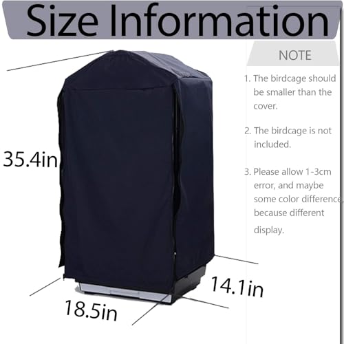 QBLEEV Birdcage Cover, Parrot Cage Night Cover Shade, Universal Cage Covers | Pet blackout windproof light-proof sleep reduces distractions night tear-resistant cloth without cage-14.1x18.5x35.4" (LxWxH) - color: Blue, size: 14.1"L X 18.5"W X 35.4"H