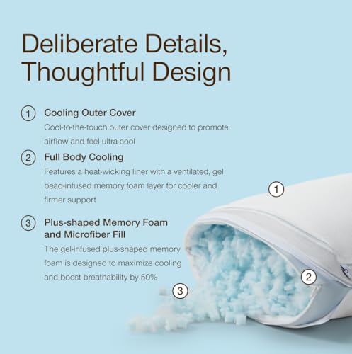 Coop Home Goods Cool+ Adjustable Cooling Body Pillow, 18x52, Cooling Gel Memory Foam & Microfiber, Side Sleeper & Pregnancy Pillow with Cool-to-the-Touch Washable Cover, Breathable Full Body Support - size: Cool+ Body Pillow