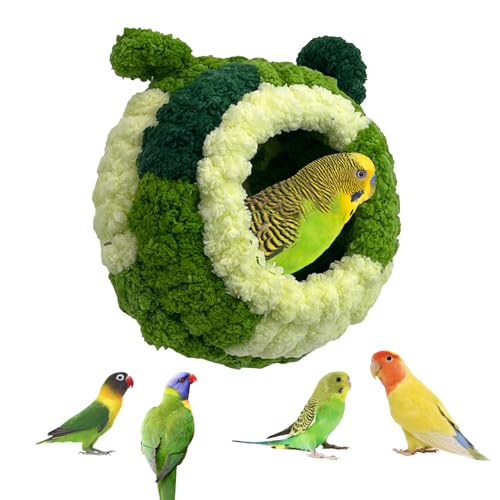 Hamiledyi Bird Nest Warm Snuggle Hut Bird Bed Fluffy Bird Sleeping Bed Parrot Nest Hammock Bird Shed Hut House Plush Snuggle Bird Hammock for Parakeets Cockatiels Conures Lovebirds (Medium) - size: Medium