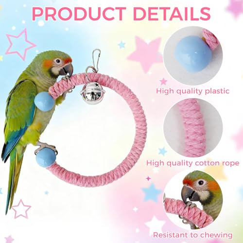 Colorful Circular Bird Swing,Bird Rope Chewing Toys Parrot Cage Bite Toys (Small Half-Round Yellow) - color: Small Half-Round Yellow