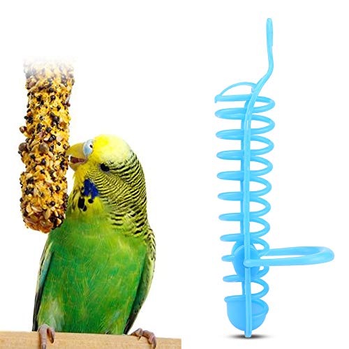 Millet Holder,Parrots Feeder Basket, Food Fruit Feeding Perch Stand Millet Spray for Plastic Holder Pet Bird Supplies(Blue) (Blue)