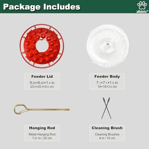 Hummingbird Feeders for Outdoors Hanging - 25 Ports 16 oz Nectar Capacity, Ant Wasp Bee Proof, Leak-Proof with Sealing Ring, Reinforced Hanging Hook, Easy to Clean by Includes Cleaning Brushes - size: 16 oz