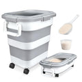 Rice Storage Container, Collapsible Airtight 10-40 Lb Rice Storage Container, 25lb Pet Dog Food Storage Container, Rice Dispenser Bin with Cup and Scoop for Flour Cereal Pasta Grain, Cat Bird - size: 10-40 Lbs