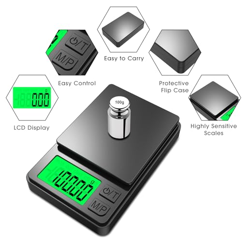 Mik-Nana Pocket Scale, 1000g x 0.01g Precision Gram Scale | Small Digital Scale Grams Ounces Grains, Kitchen Scale, Jewelry Scale for Gold, Gem, Herb, Great for Travel Food Scale