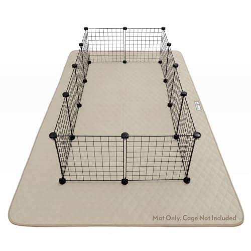 Paw Inspired 80x50 Inch Playpen Mat, Fleece Cage Liner, Beige | Super Absorbent, Waterproof Non-Slip Bottom, Play Pen Pad for Dogs, Rabbits, Guinea Pigs, Hamsters, Small Animals, Pets - color: Tan