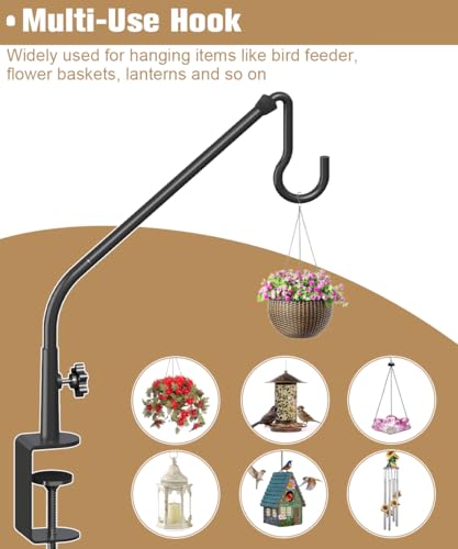 20 Inch Extended Reach Deck Hook Hanger for Railing, 1 Pack | Heavy Duty Outdoor Plant Hook Holder for Hanging Bird Feeder Pole Deck Hanger Flower Basket Planter or Lanterns, Wind Chimes - size: 20 Inch 1 Pack