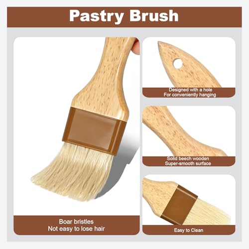 4 pcs Pastry Brush, Natural Bristle Basting Brush for Cooking and Baking, Premium BBQ Brushes for Butter, Oil, Egg, Sauce, Turkey, Marinade and Kitchen Food by SFIUYLB - color: 1inch & 1.5inches -- 4PCS