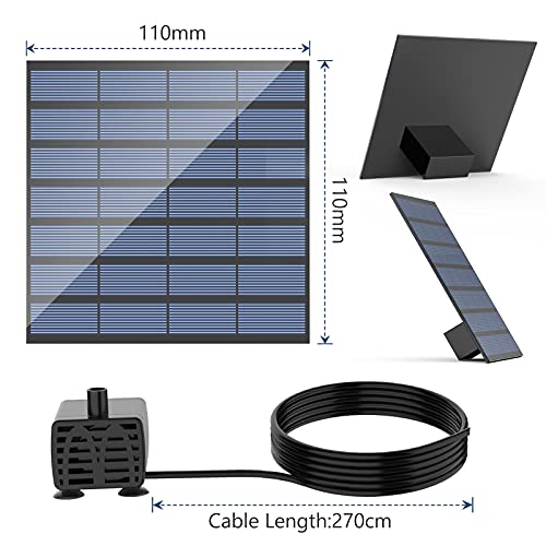AISITIN DIY Solar Water Pump Kit for Water Feature Outdoor with 6 Nozzles | 2026 Solar Fountain Pump, Solar Powered Water Fountain for Bird Bath, Ponds, Garden, Fish Tank - size: 1.5W (1 Pack)