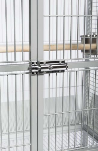 Prevue Pet Products Wrought Iron Select Bird Cage Pewter White Hammertone 3152W | Large Steel Cage with Rolling Stand and Seed Guards, Durable Design, Ideal for Conures and Medium Birds - color: Pewter, size: 24.0"L x 20.0"W x 60.0"H