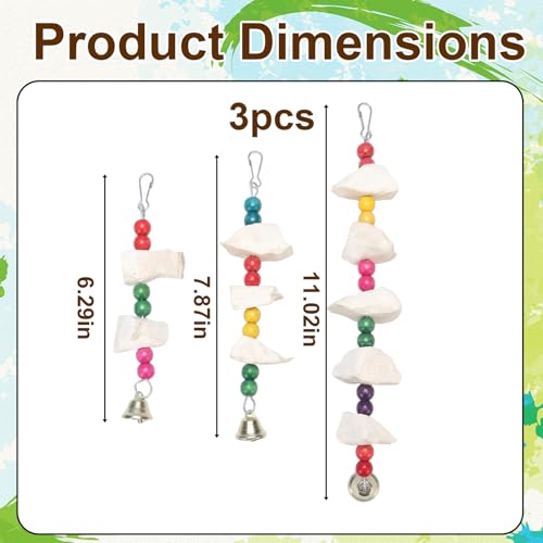 Cuttlebone for Birds, 3 Pack Natural Calcium Supplement and Beak Maintenance Toys, Bird Cage Accessories for Parakeets Small to Medium Pet Birds, Interactive Play and Nutritional Support