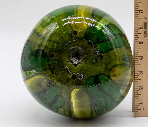 Green Striped Gourd Birdhouse, Hand Dyed Emerald Ink, 9–11 Inch Natural Gourd, 1.5" Entrance Hole for Wrens & Chickadees, Hanging Outdoor Bird House, Handmade Garden Decor