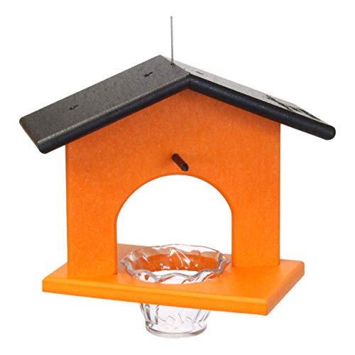 Oriole Bird Feeder, Poly Lumber Hanging Oriole Jelly Feeder (Black/Orange) - color: Black/Orange