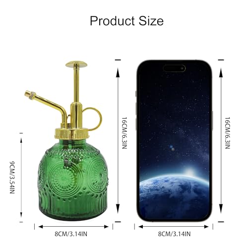 Glass Plant Mister Spray Bottle, 230ML Vintage Plant Spritzer, Succulent Watering Bottle Glass with Top Pump, Small Plants Sprayer Watering Can for Indoor Outdoor House(Green) - color: Green