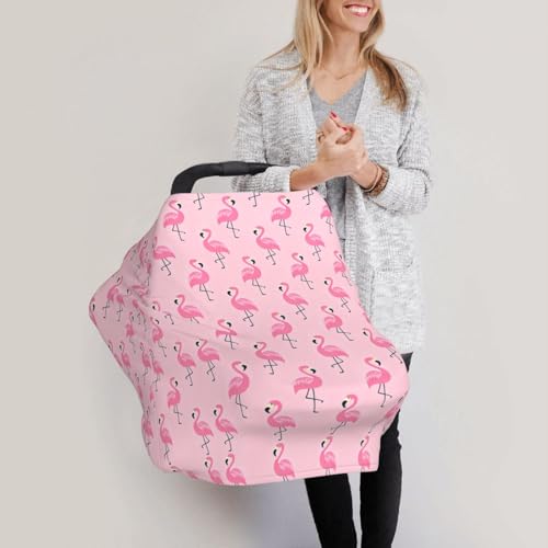 Flamingo Baby Stuff Car Seat Cover for Baby,Mom Nursing Breastfeeding Covers,Multi-Use Car Seat Canopy Carrier Cover,Stroller Cover Newborn Shower Gift for Boys Girls - color: Flamingo