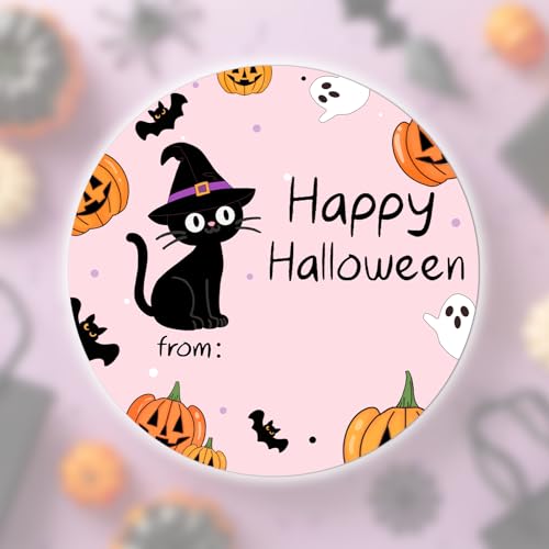 Louise Maelys 500 Pcs Happy Halloween Stickers, 2 Inch | Writable Halloween Stickers Label for Goodie Bags Envelope Decorations, Party Supplies, Treat Bags, Pumpkins, Crafts - color: Color3