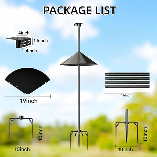 NSYOOMH Dia 1 Inch Bird Feeder Pole with 19" Proof Squirrel Baffle, Heavy Duty Metal, Bird House Pole Compatible Mount for Smart Camera Birdfeeder, Outdoor Feeding Station Stand Kit - 79" - size: 79 inch