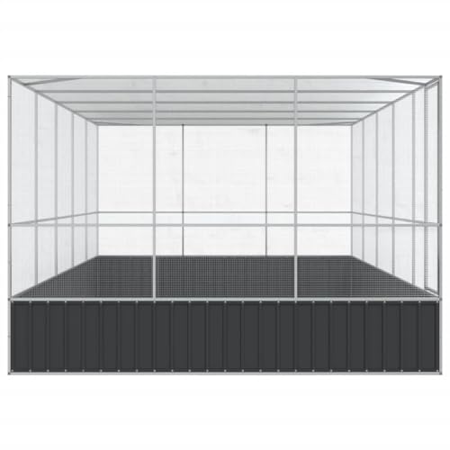 Large Outdoor Bird Aviary with Extension 203.9"x120.9"x83.5" Galvanized Steel Walk-in Parrot Cage Metal Poultry Pen for Budgies Chickens Ducks Silver and Anthracite - color: Silver-E