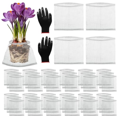 40 Pcs Gopher Baskets 5 Gallon Root Guard Proof Stainless Wire Steel Trap | 16" X 17.5" Mesh Cage with Gloves Root Protection for Gophers Moles Voles, Bulbs Tubers Trees Orchid Flowers Planting Baskets - size: 16"X17.5"-40 Pack