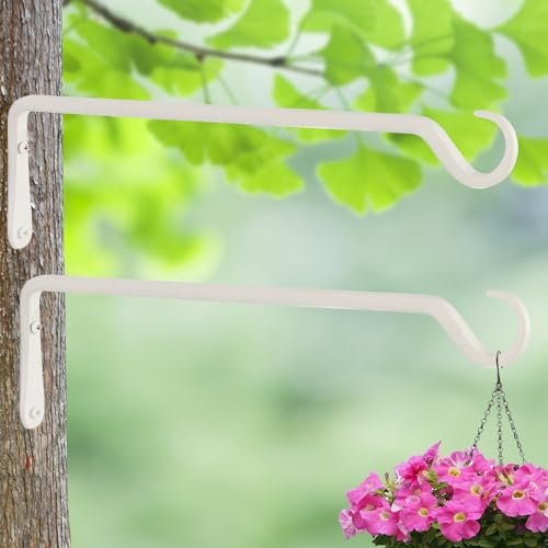 AILIN YELOKIE 16" Plant Hangers 2-Pack - Heavy Duty Rust-Resistant Steel Hooks for Bird Feeders, Indoor/Outdoor Plants & Wall Decor, White - color: White, size: 16in-2-White