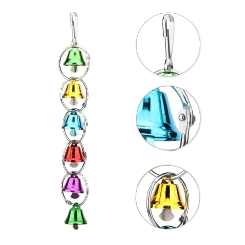 3Pcs Bird Bells Toy Chewing Hanging Ring Toy Cage Bite Colorful Bells Chandelier Parrot Cage Craft Toys for Pet Budgie Parakeet Cockatiel Macaw African Grey Lovebird Quaker Parrot