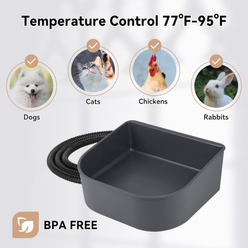 Heated Water Bowl for Cats, Outdoor Anti-Freeze Pet Thermal Bowls for Chickens Rabbits Birds, Hanging Small Dog Winter Warm Dish, Heating Bird Baths Feeder Bowl, Detachable Shell, Grey 1L - size: 1L(Grey)