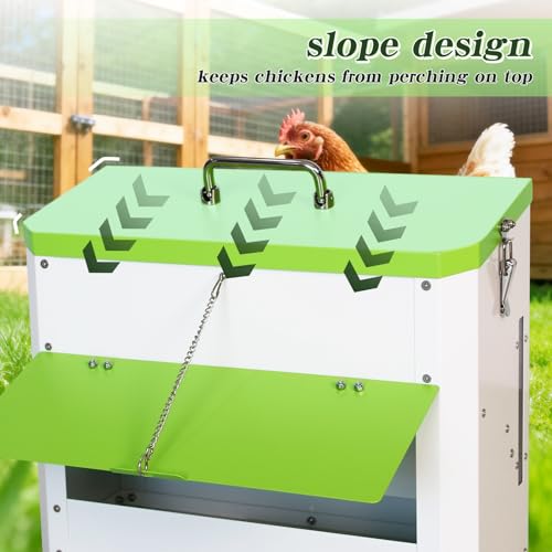 Automatic Chicken Feeder 22lb Wall Mounted Hanging Poultry Feeding Trough | stainless steel metal Hen Rooster Duck Lid Gravity Goose Coop heavy duty feed bucket chick food fence station outdoor