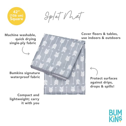 Bumkins Baby Splat Mat for Under High Chair, Babies Toddlers Eating Mess Mat, Waterproof Reusable Cloth for Arts and Crafts, Playtime Mat for Kids, Floors or Tables, Fabric 42inx42in, Gray Arrows - color: A5 Gray Arrows