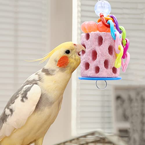 Wontee Bird Calcium Chew Grinding Treats Toy for Parrot & Small Pets (2 pc) | Minerals, colorful, trimming and cleaning bird beaks, for budgies/cockatiels/conures/quaker/senegal parrot/gerbils/rats/mice - size: Small (2 pcs)