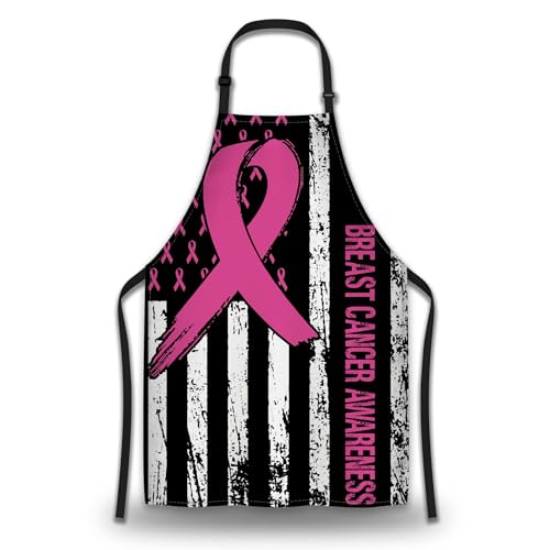 Cooking Apron for Women Breast Cancer Awareness Funny Aprons for Men for Kitchen Restaurant BBQ Painting Crafting Gardening 27” (W) x 31” (H), Waterproof Aprons - color: Breast Cancer Awareness