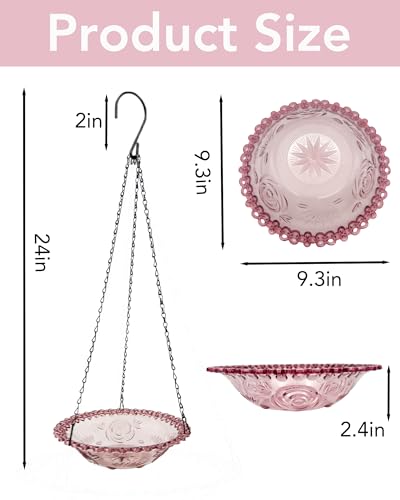 2 Pack Hanging Bird Baths and Feeders for Outdoors, Plastic Bird Bath Bowl & Hanging Feeder for Garden Yard Decor,Lilac Purple - color: Lilac Purple