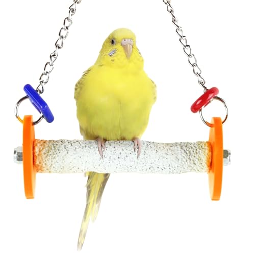 Sweet Feet and Beak Roll Bird Swing, Small, Outdoor Pedicure Perch, Orange | Ceiling Mount, 7" Outdoor Bird Perch with Break Plastic Ends and Rings, Feet and Muscle Stimulation, Available in 5 Sizes - color: Orange, size: 4.5" Xsmall