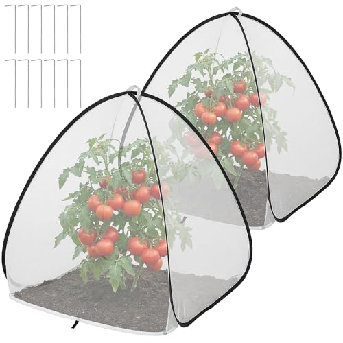 2 Pcs Pop Up Insect Barrier Plant Cover Tent, 30 x 28 x 28 Inch Foldable Garden Plant Protectors Mesh Enclosure, Garden Net Cage Bird Insect Guard Cover for Protecting Plants Fruits Vegetables - color: 30 X 28 X 28 Inch