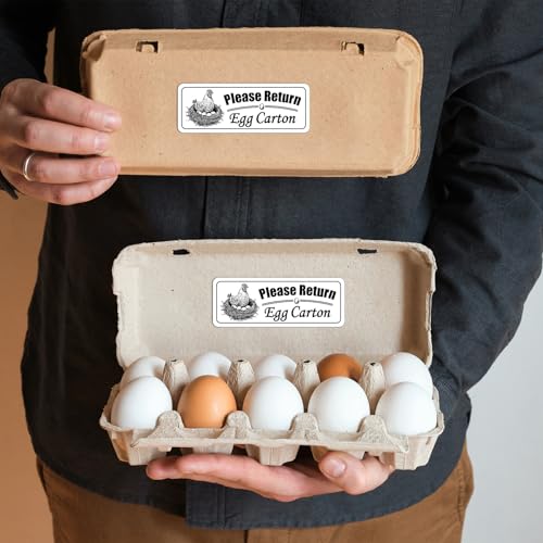 3 in 1 Total 1200pcs Fresh Farm Egg Egg Stickers Set Include 500pcs Farm Fresh Eggs Carton Labels 200pcs Handling Instruction Cards 500pcs Please Return Eggs Carton Labels Stickers