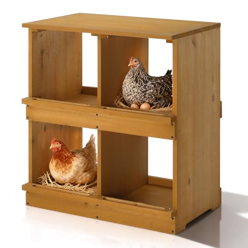 Outvita Nesting Boxes for Chickens 4 Compartments, Wood Chicken Nesting Box Wall Mount, Versatile Use Nest Box for Chicken Coop, Easy to Assemble for Chicken, Hens, Ducks - color: 4 Compartments