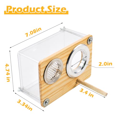 Bird Nesting Box for Window,Transparent Parakeet Nest Breeding Box Parrot Breeding Mating Box Bird Nest Box House Cage Accessories with Wood Perch for Parakeet Budgie Conure Parrot