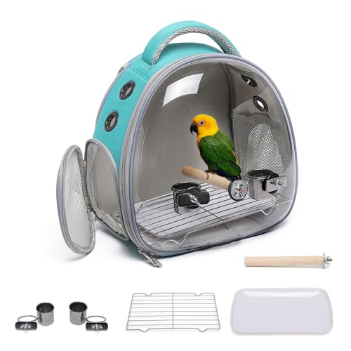 Portable Travel pet Backpack Carrier Hamster Bag Guinea Pig Bird Small Dog cat Turtle Carrier Rabbit Cage Squirrel Bearded Dragon Breathable Hangbag (Green+Accessories) - color: green+accessories
